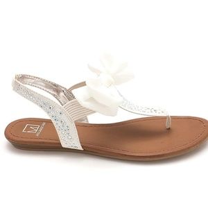 Material Girl Bow Rhinestone Flat Thong Sandal